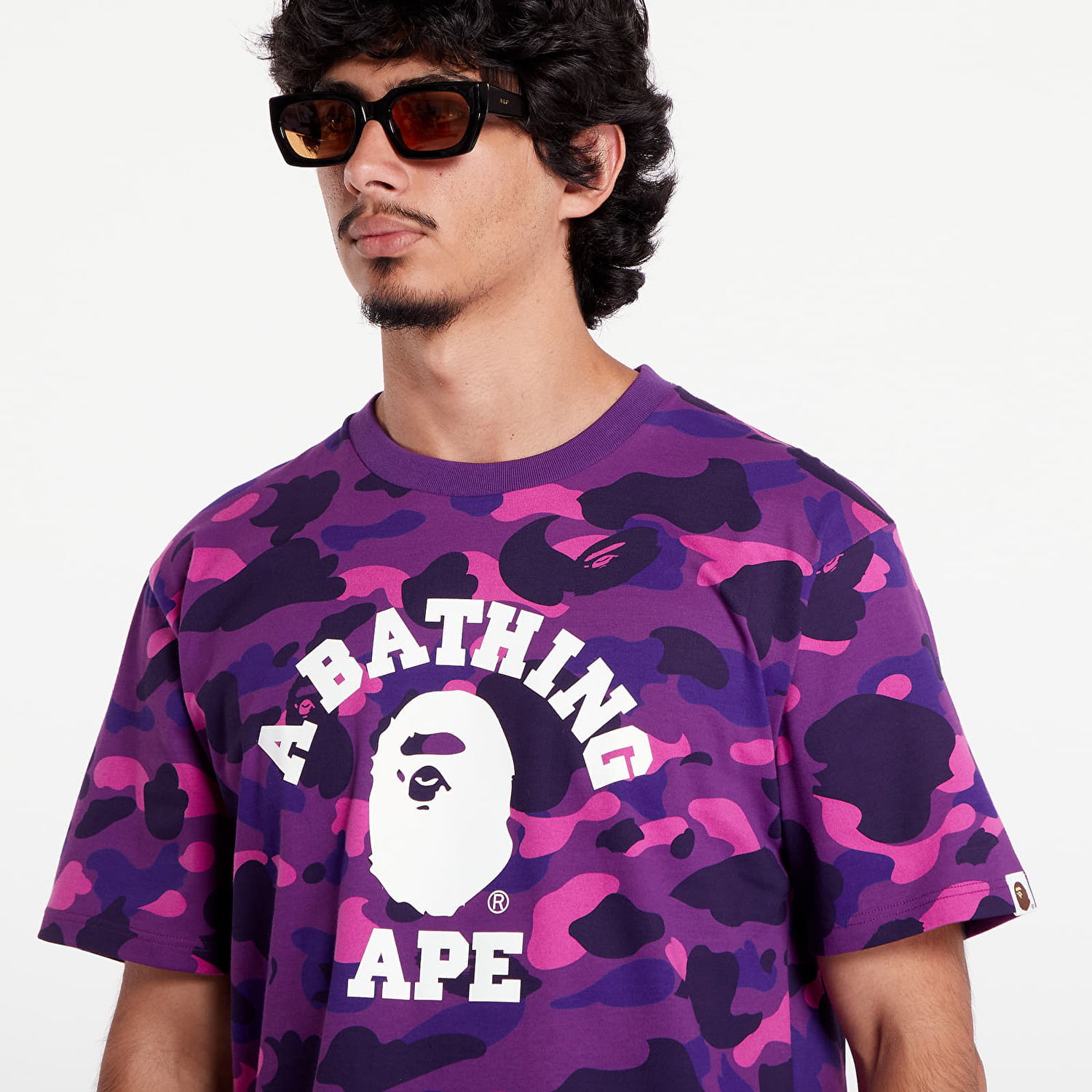 Тениска BAPE A BATHING APE Color Camo College Tee Purple Лилаво | 001CSK301002M PUR, 1