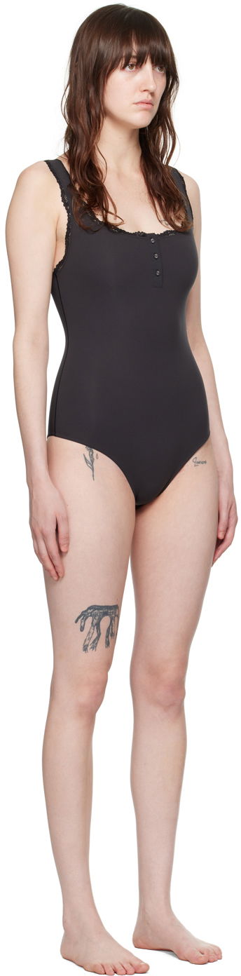боди SKIMS SKIMS Fits Everybody Lace Henley Bodysuit Черно | BD-BRF-5381W, 1