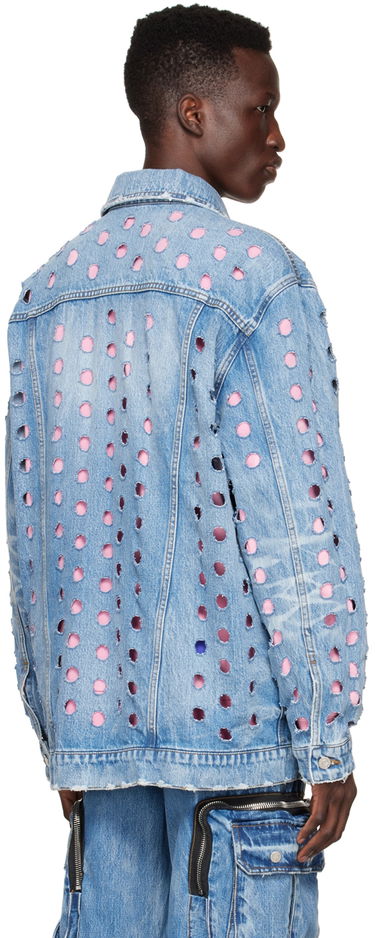 Яке We11done We11done Logo Distressed Denim Jacket Синьо | WD-DJ1-22-355-U-BL, 2