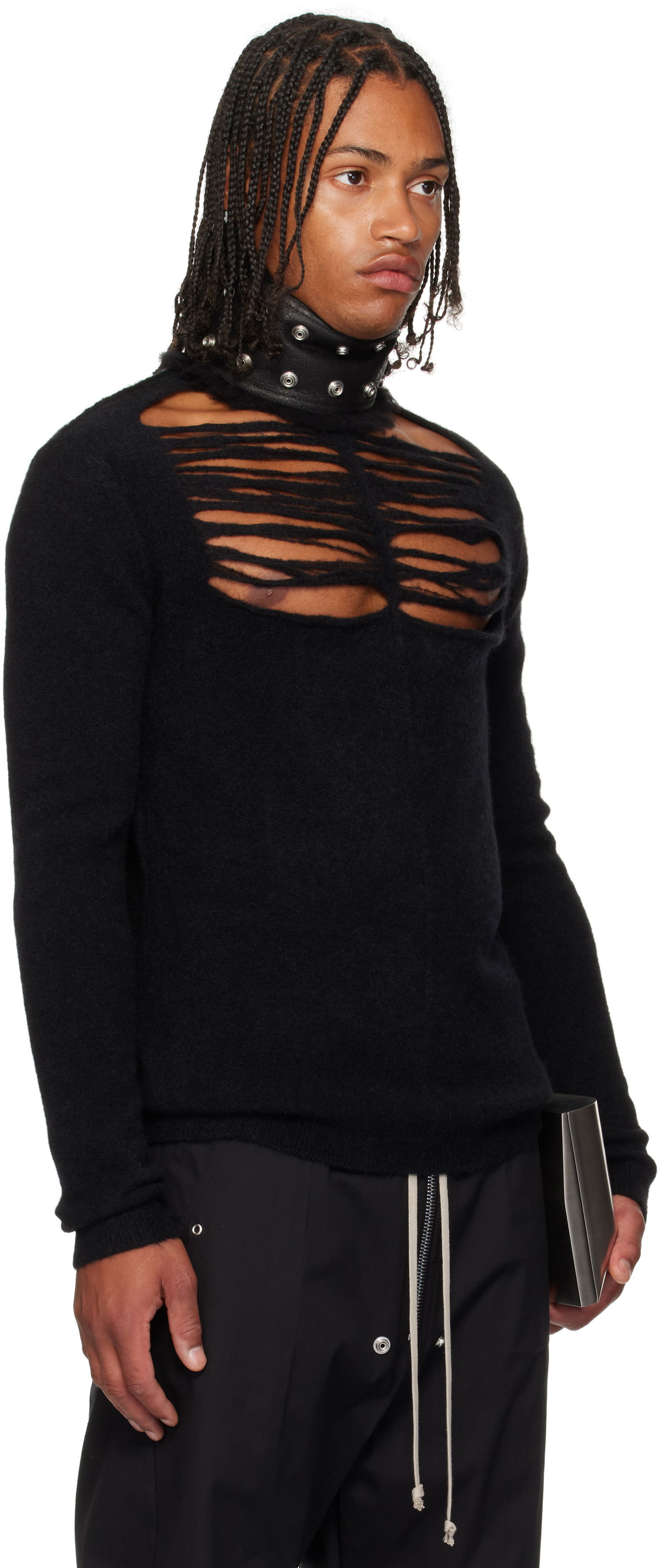 Пуловер Rick Owens Rick Owens Concordians Long Sleeve Grid Knit Sweater Черно | RU02E1670 KGRIDP, 1