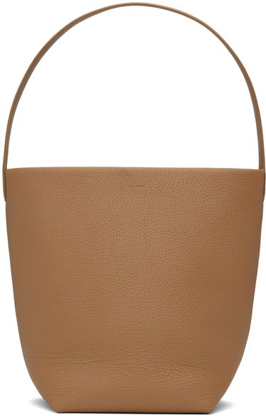 Голяма пазарска чанта The Row Medium Pebbled Leather Tote Bag Кафяво | W1313-L129, 0