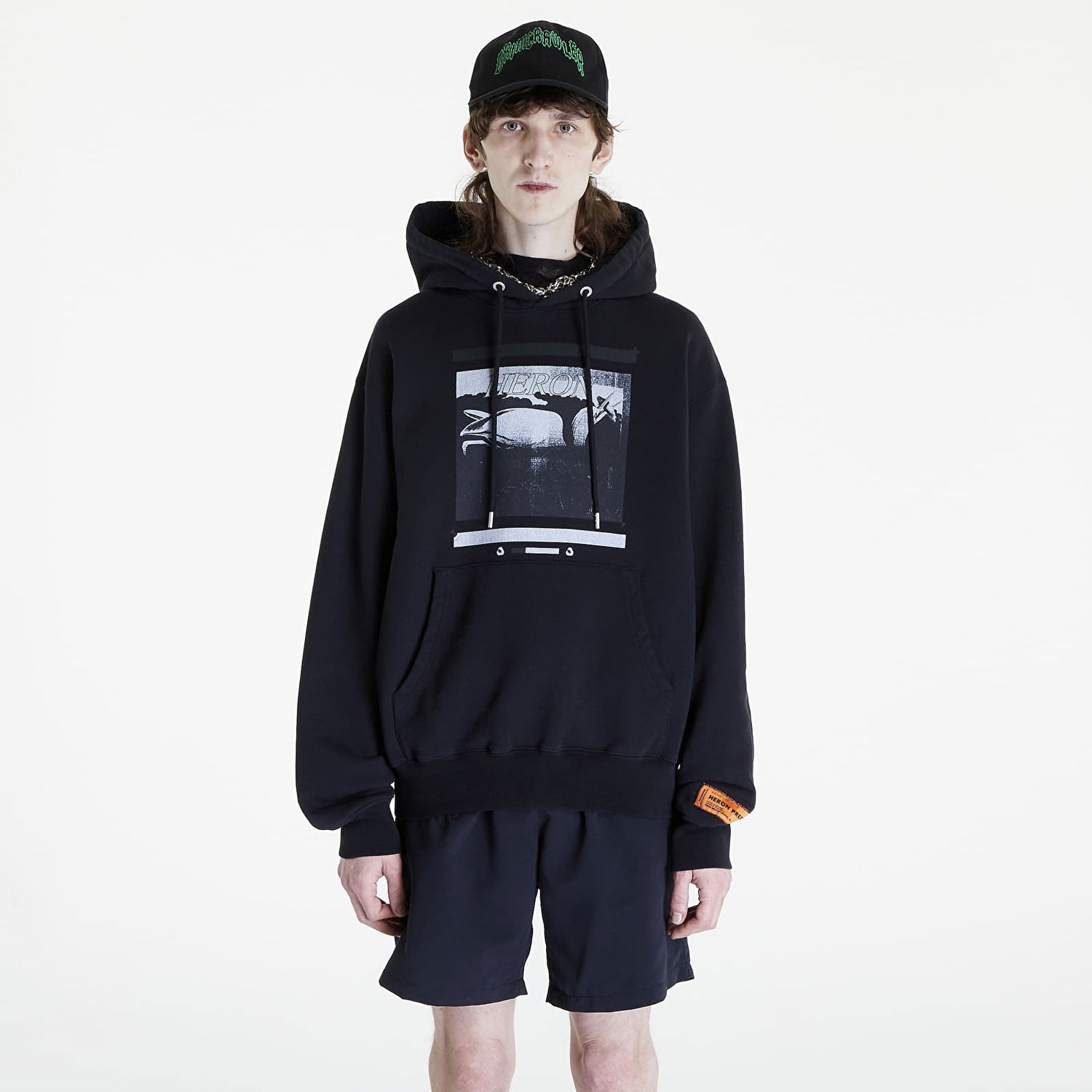 Суитчър HERON PRESTON Misprinted Heron Hoodie Черно | HMBB024S23JER0051010, 0