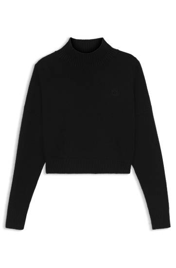 Cropped rollneck sweater with Happy logo embroidery
