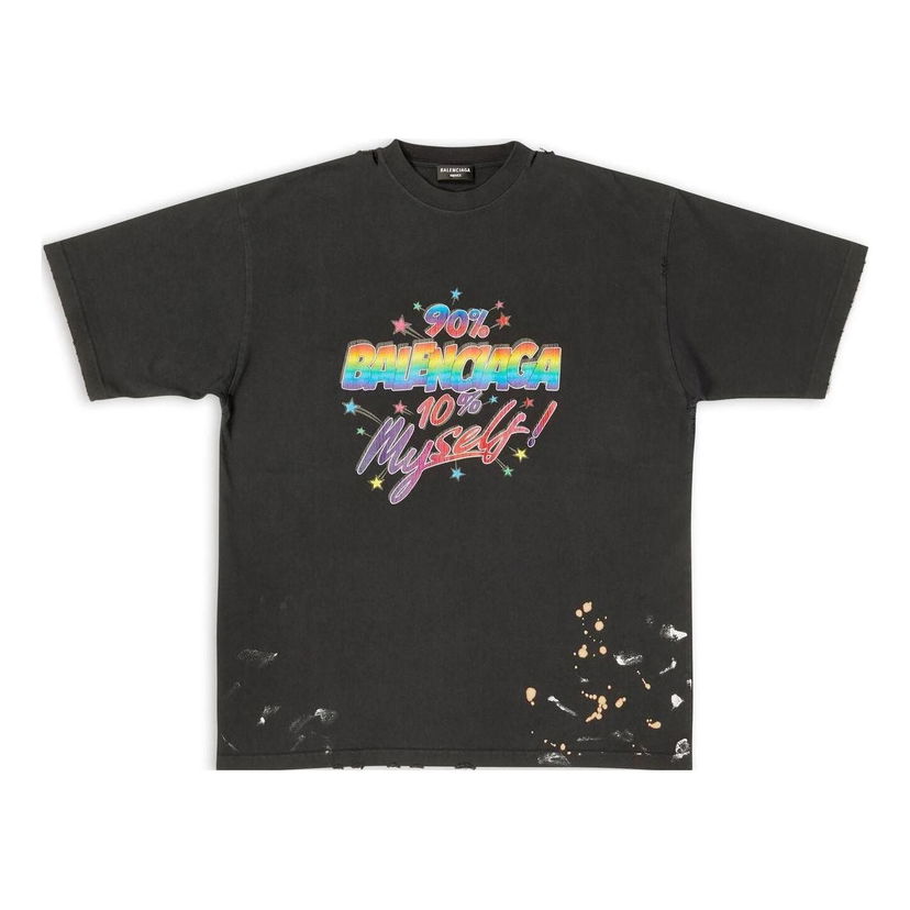 Тениска Balenciaga 90/10 Graphic Print T-Shirt Черно | 641675TMVH31055