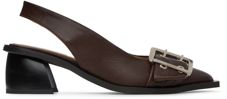 Кецове и обувки GANNI Slingback Buckle Heels Кафяво | S2657, 0