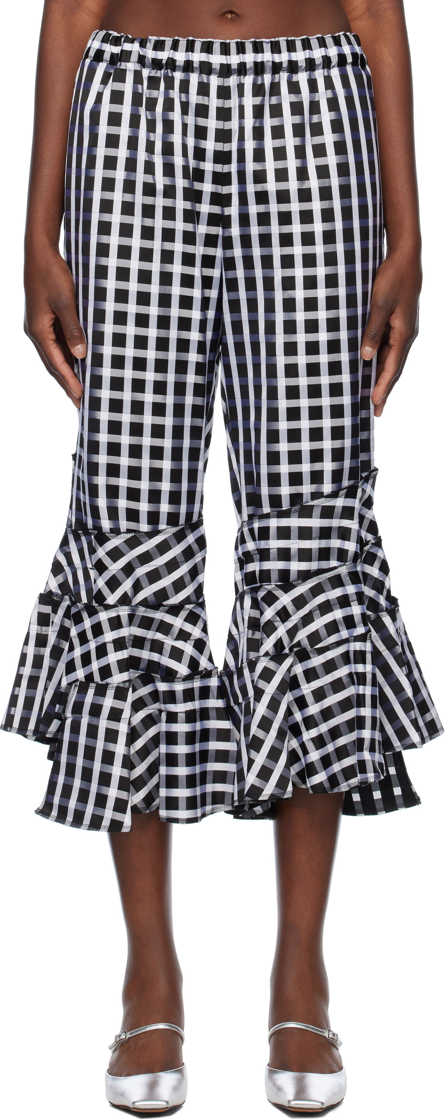 Къси панталони Comme des Garçons Comme des Garçons Check Ruffle Cropped Trousers Черно | RO-P010-051-1, 0
