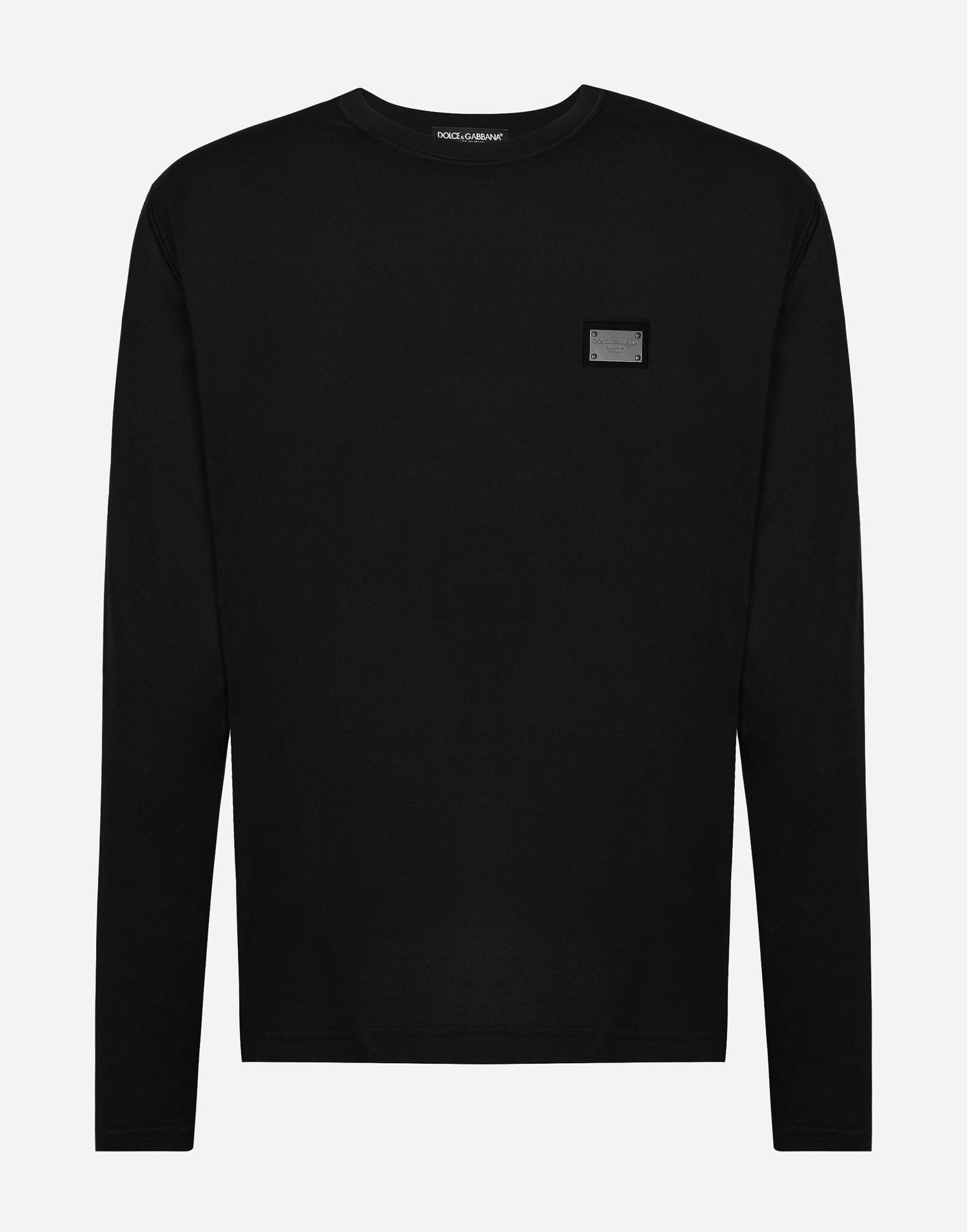 Тениска Dolce & Gabbana Long-sleeved T-shirt With Logo Tag Черно | G8PV0TG7F2IN0000, 0