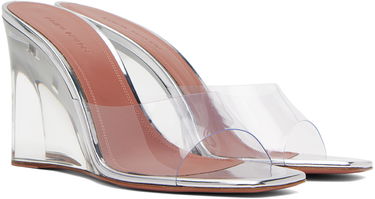 Аксесоари Amina Muaddi Amina Muaddi Lupita Glass Wedge Slippers Металик | LUPITA GLASS WEDGE PLEXI WEDGE P, 3