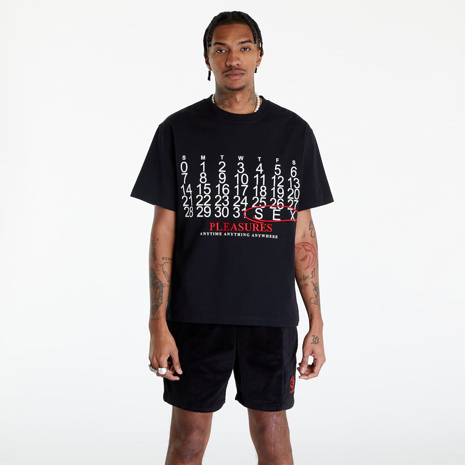 Тениска Pleasures Calendar Heavyweight T-Shirt Черно | P24SP002 BLACK, 0