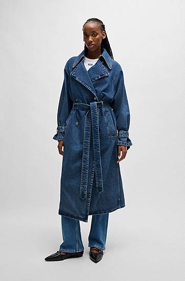 Тренчкот BOSS Double-Breasted Denim Trench Coat Синьо | 50532056, 1