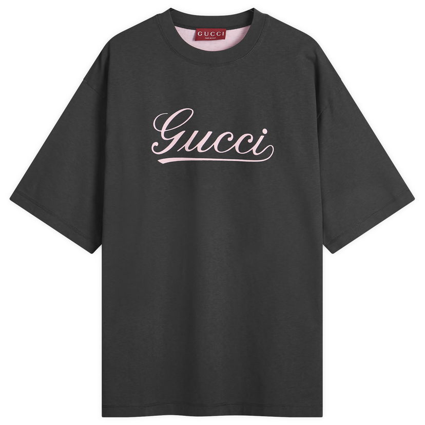 Тениска Gucci Script Logo T-Shirt Черно | 798769-XJGQ3-1142