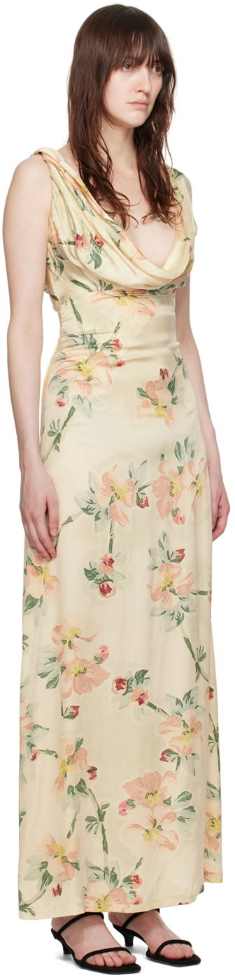 Pокля TOTEME TOTEME Women's Floral Print Twist Maxi Dress Бежово | 243-WRD1924-FB0220, 1