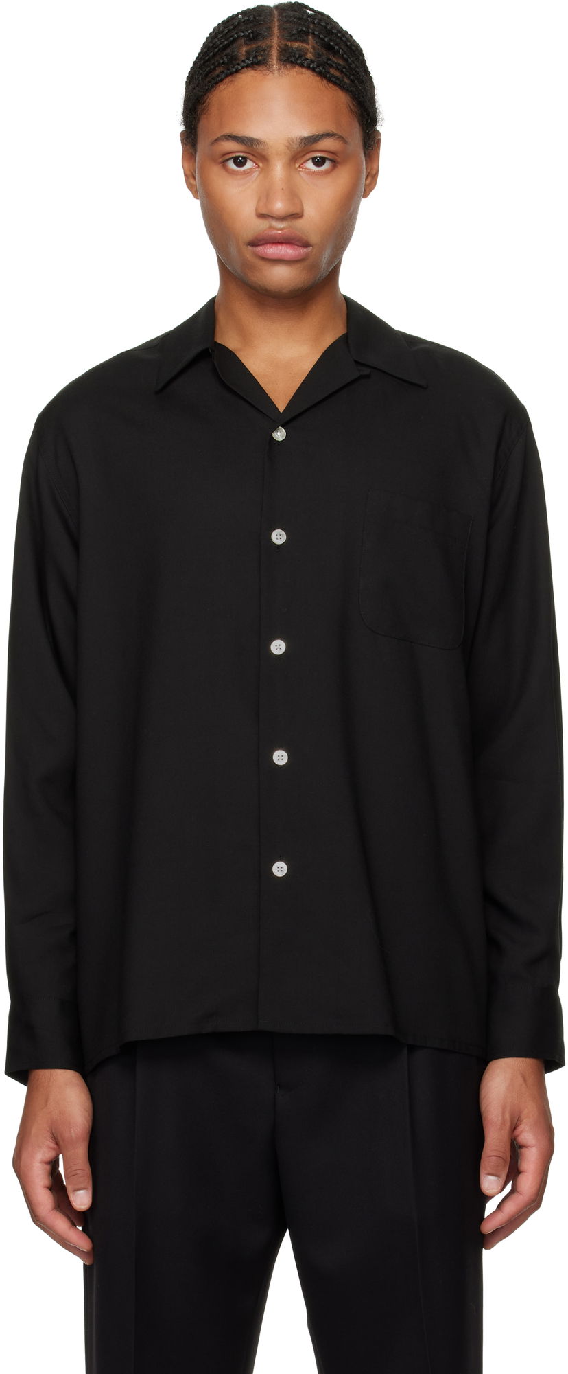 Риза WACKO MARIA Open Collar Shirt Черно | 24FW-WMS-OC10