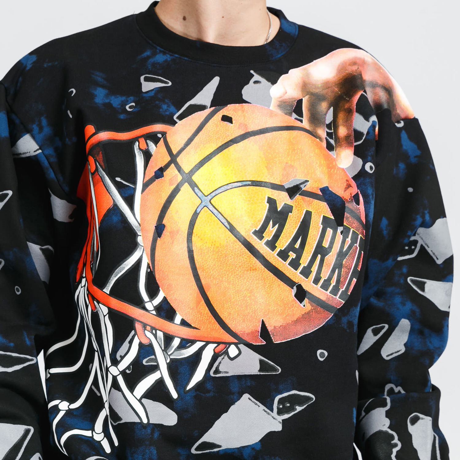 Суитчър MARKET Shattered Backboard Tie-Dye Crewneck Черно | 398000029 / 190134, 1