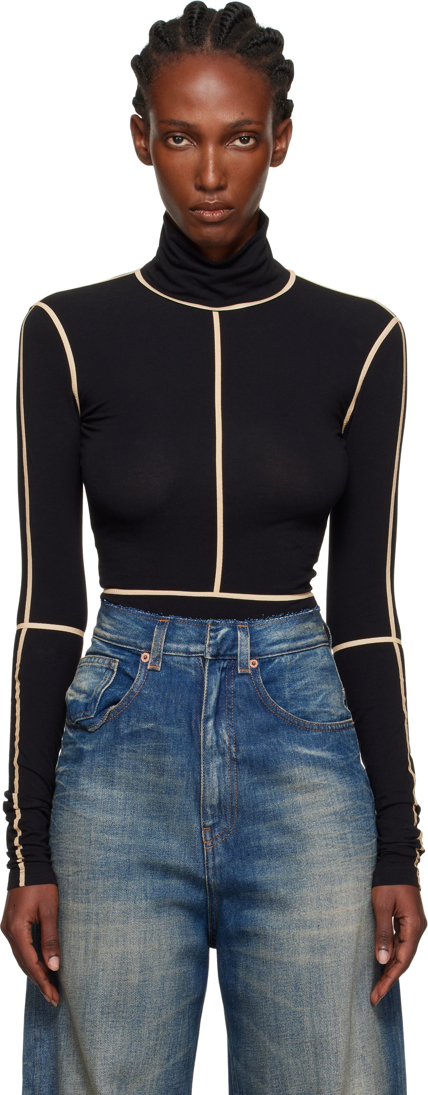 боди Maison Margiela MM6 Maison Margiela Long Sleeve Turtleneck Bodysuit Черно | S52NA0072 M20125, 0