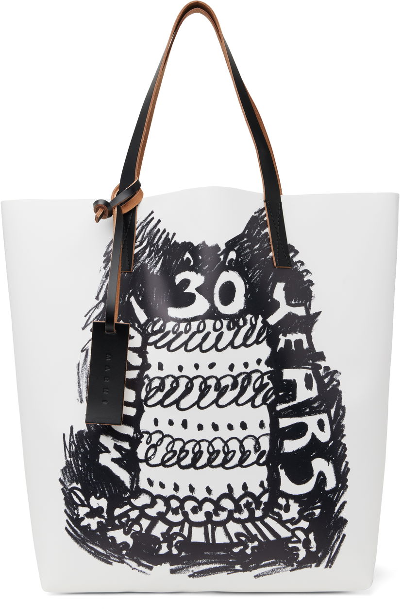 Голяма пазарска чанта Marni Birthday Tribeca Tote Bag Бяло | SHMQ0037A5 P8092