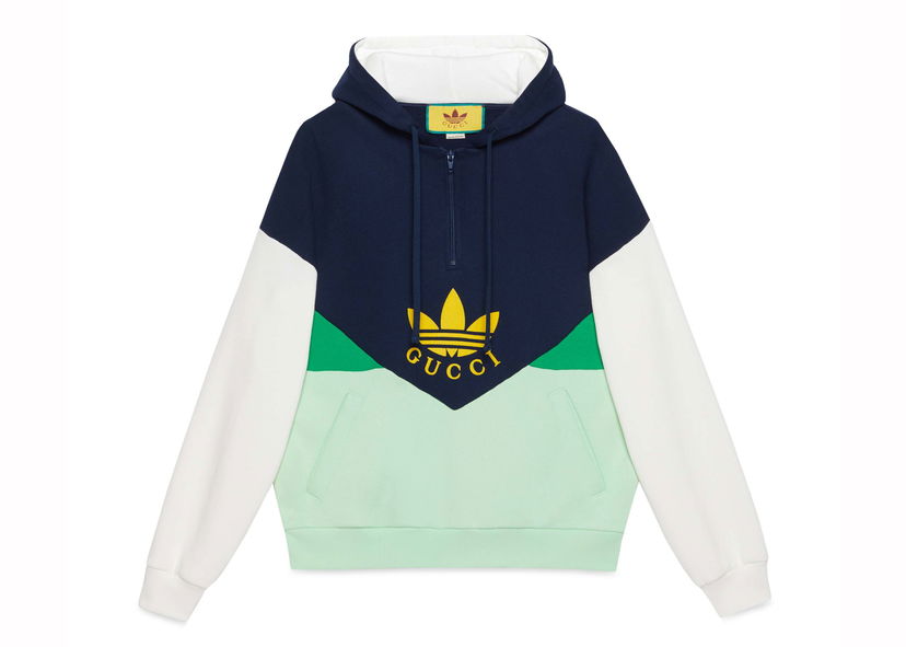 Суитчър Gucci x Adidas Hooded Sweatshirt Blue Тюркоазено | 724666 XJE20 3846