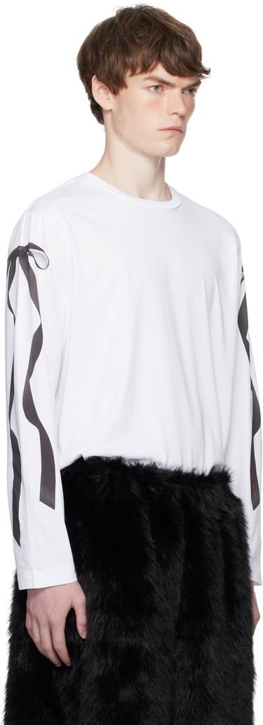 Тениска Simone Rocha Simone Rocha Ribbon Bow Tail Long Sleeve T-Shirt Бяло | 5194P54-M 0569, 1