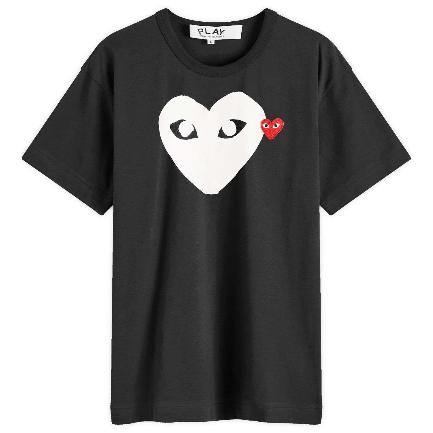 Тениска Comme des Garçons Double Heart Logo T-Shirt Black/White/Red - Size Large Черно | AX-T116-051-1, 0