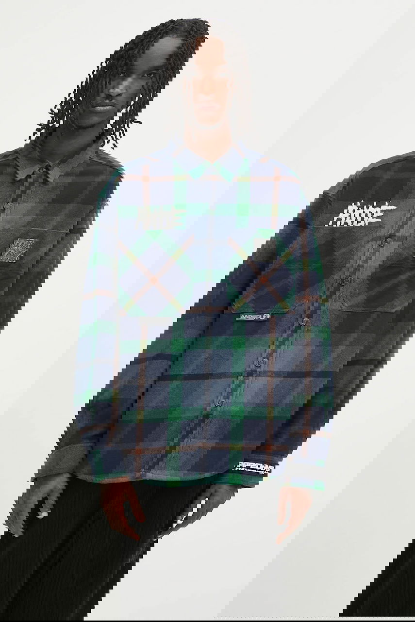 Риза AAPE by A Bathing Ape Main Long Sleeve Regular Fit Classic Collar Flannel Plaid Shirt Многоцветен | AAPSTM8504XXN, 0