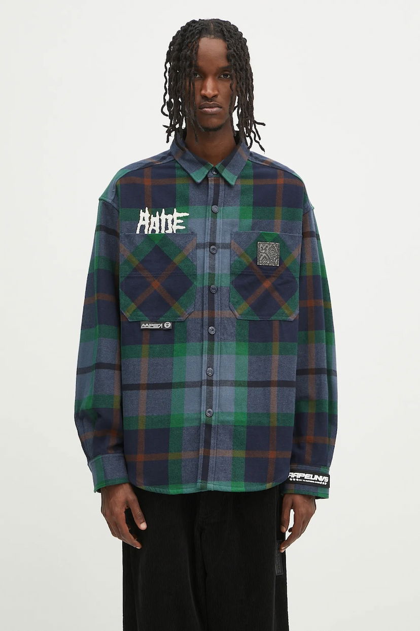 Риза AAPE by A Bathing Ape Main Long Sleeve Regular Fit Classic Collar Flannel Plaid Shirt Многоцветен | AAPSTM8504XXN
