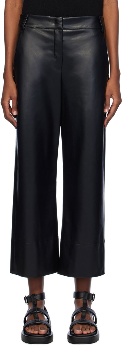 Панталони Max Mara Max Mara Faux-Leather Wide Leg Pants Черно | 2419781021600 MM13037