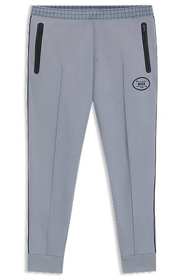 Спортни панталони BOSS BOSS Check-Print Piqué Tracksuit Bottoms Сиво | 50543466
