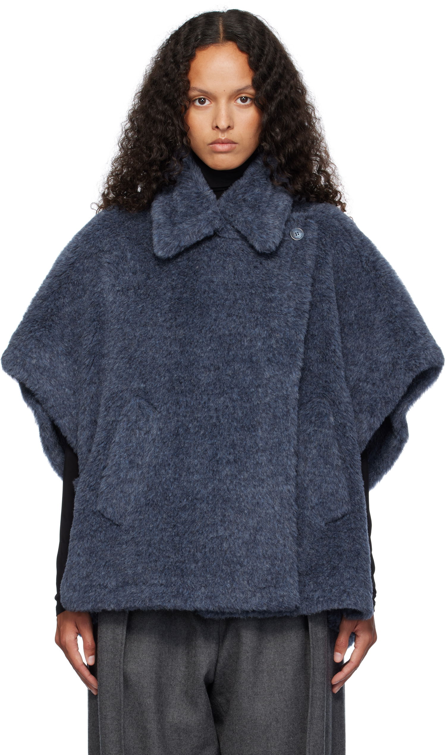 Пуловер Max Mara Max Mara Tebe1 Cape Jacket Синьо | 2424736212600 MM10506, 0