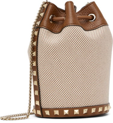 Дамска чанта Valentino Valentino Garavani Mini Drawstring Rockstud Bag Кафяво | 6W2P0AI4QCE, 2