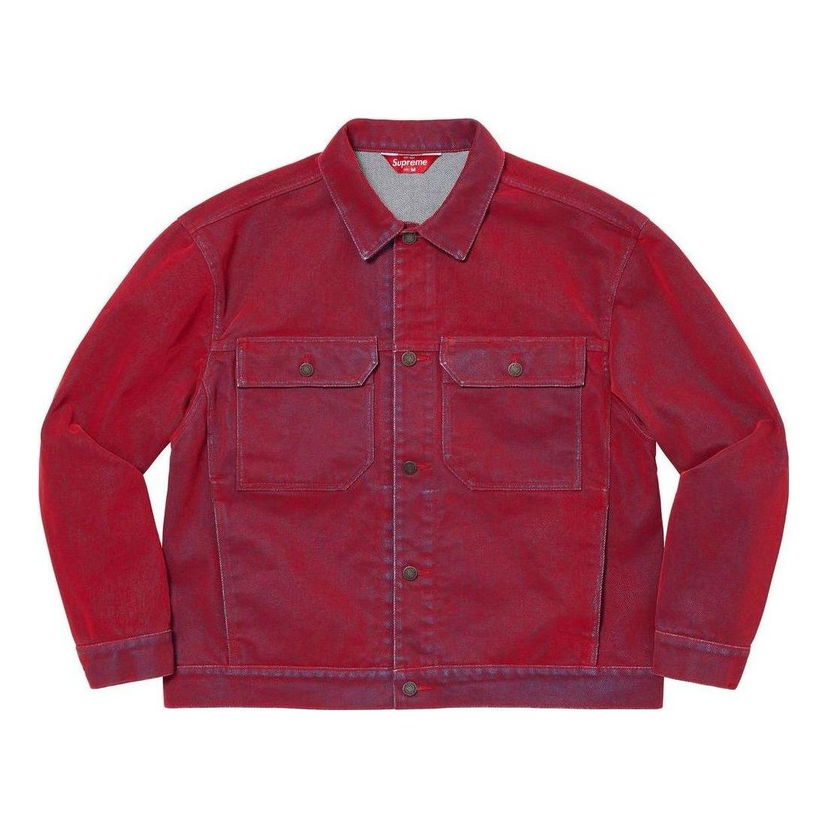Яке Supreme Flocked Denim Trucker Jacket Червено | SUP-SS23-089