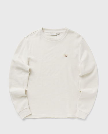 Пуловер CALVIN KLEIN Calvin Klein Jeans Woven Label Waffle Long Sleeve T-Shirt Бяло | J30J327117YBI, 2
