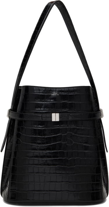 Дамска чанта TOTEME Totême Belted Croc-Embossed Leather Bucket Bag Черно | 244-WAL0048-LE0076, 0