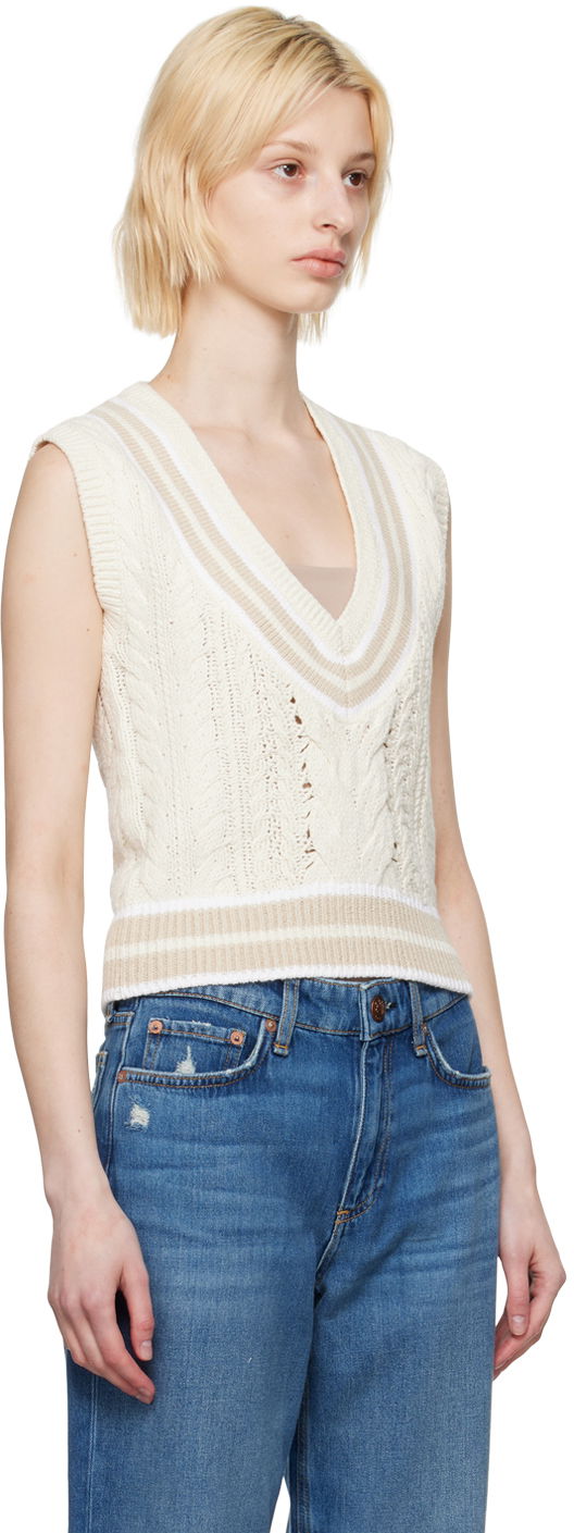Пуловер rag & bone Rag & Bone Brandi Knit Vest Бяло | WAS23S021SD21, 1