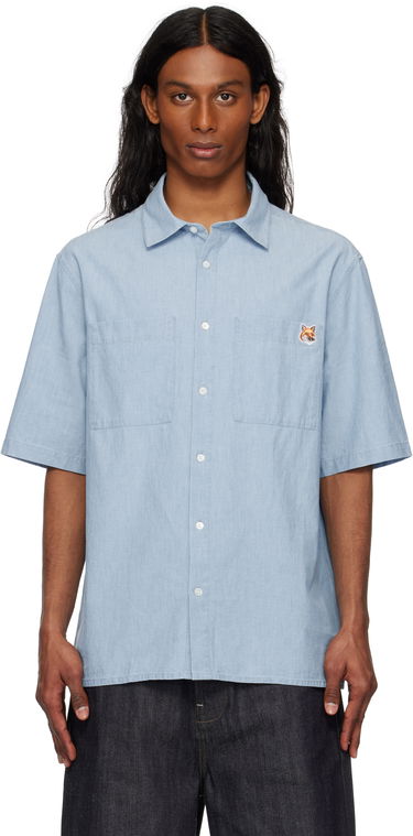 Риза MAISON KITSUNÉ Maison Kitsuné Relaxed Short Sleeve Shirt Синьо | OM00424WC5006, 0