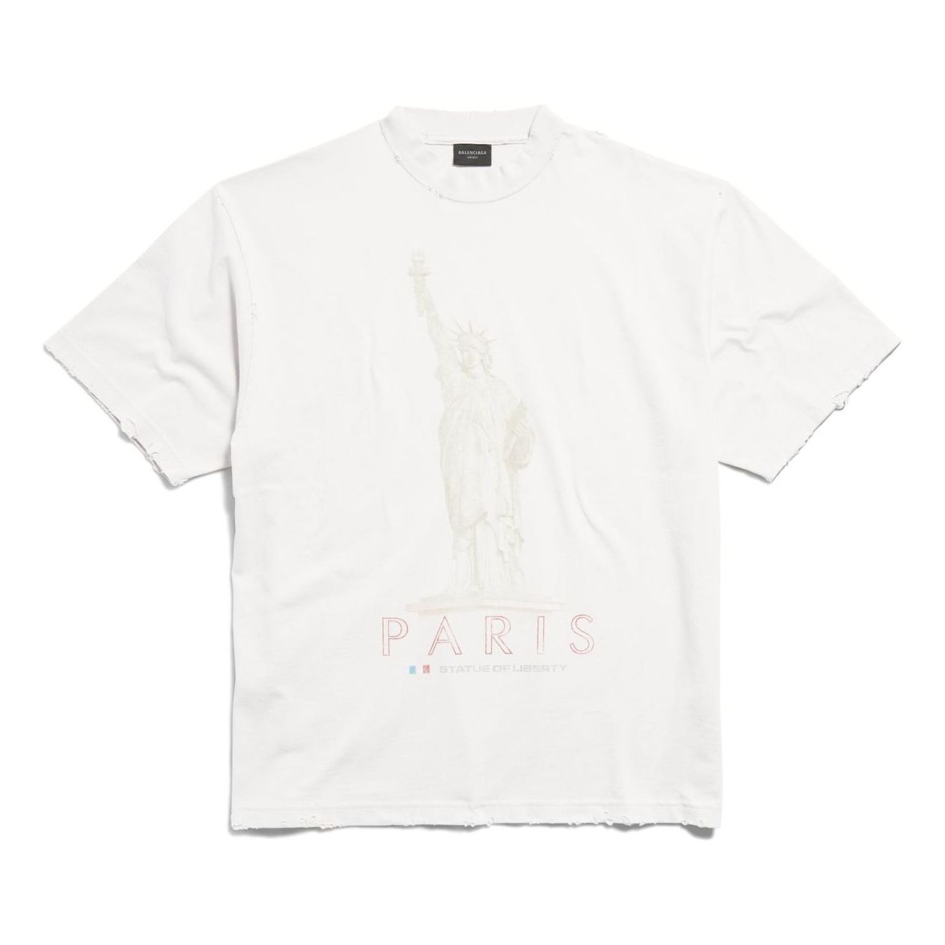 Тениска Balenciaga Liberty Print T-Shirt Бяло | 764235TQVR99016, 0