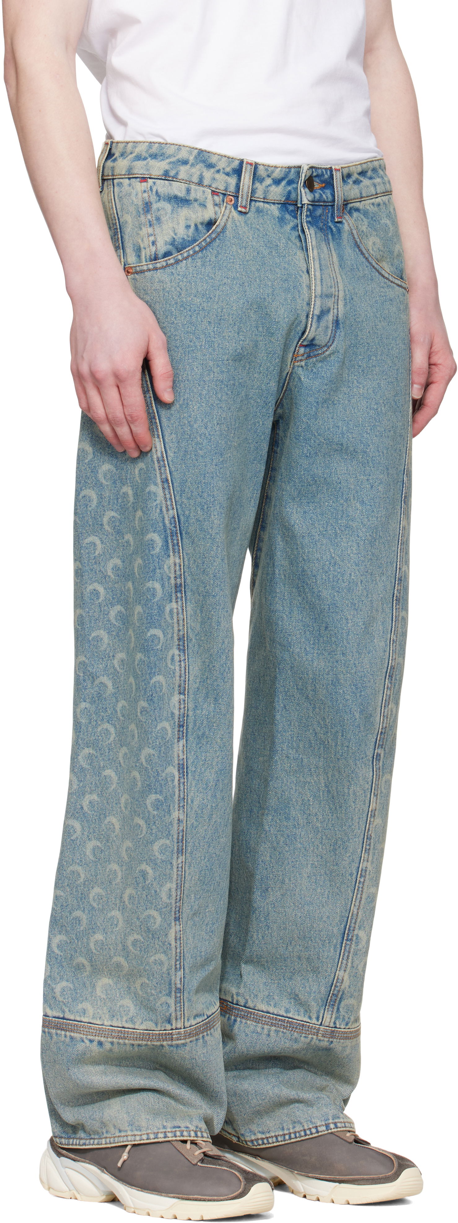 Дънки Marine Serre Marine Serre Moon Laser Curved Jeans Синьо | MPA055A CDEN0003, 1