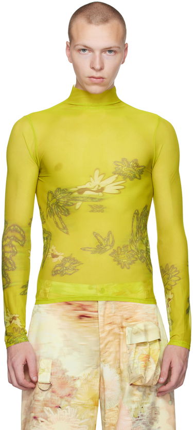 Пуловер Collina Strada Collina Strada Thumbtastic Floral Print Mesh Turtleneck Зелено | XX3340, 0