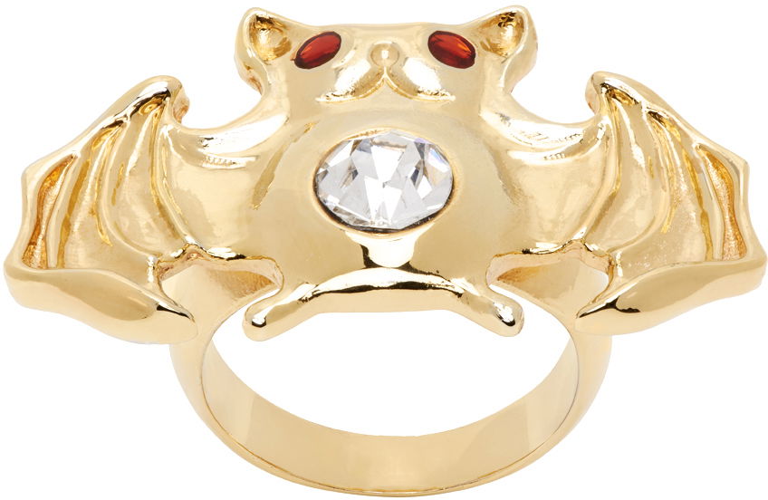 Пръстен Chopova Lowena Gold Ring With Bat And Crystal Металик | 6456, 0