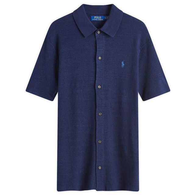 Button Through Knitted Polo Shirt