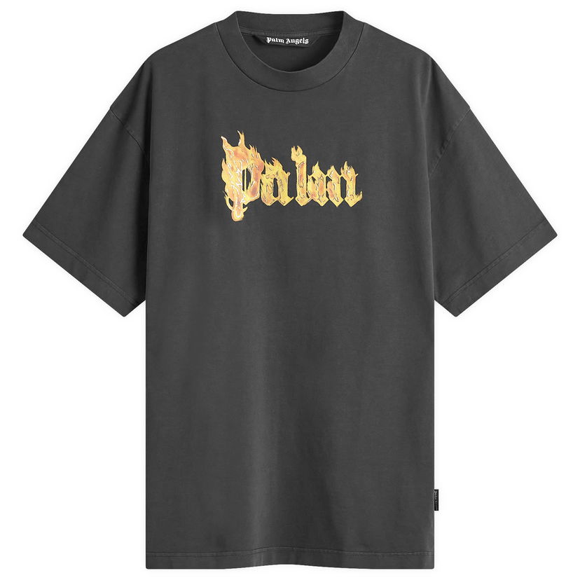 Тениска Palm Angels Burning Logo T-Shirt Черно | PMAA001F24JER0091076