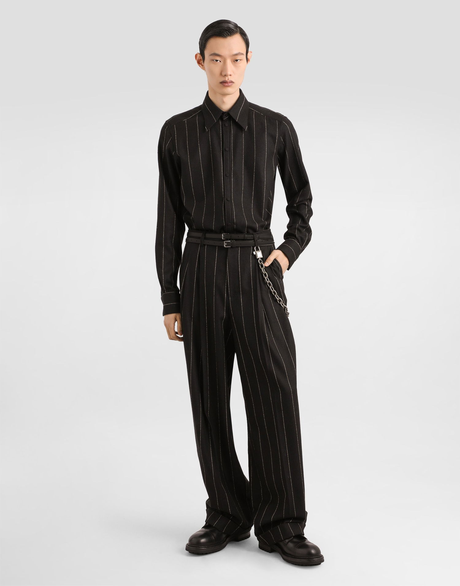 Риза Dolce & Gabbana Dolce & Gabbana Pinstriped Flannel Shirt Черно | G5NP9TFRZAPS8051, 1