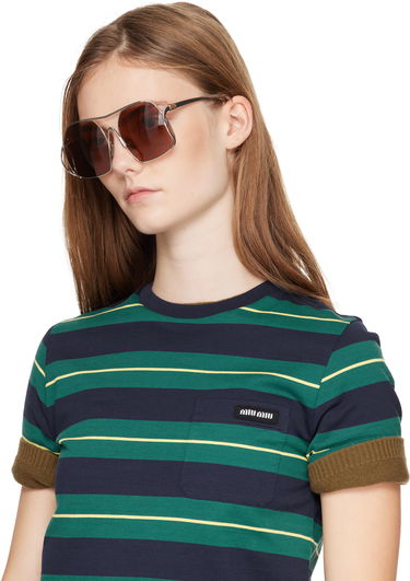 Слънчеви очила Miu Miu Miu Glimpse Aviator-Style Sunglasses Кафяво | 0MU A55S 8056262528907, 3
