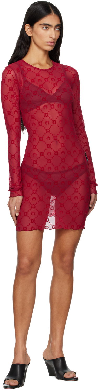 Pокля Marine Serre Moonogram Mesh Flock Minidress Червено | WDR267ACJER0005, 3