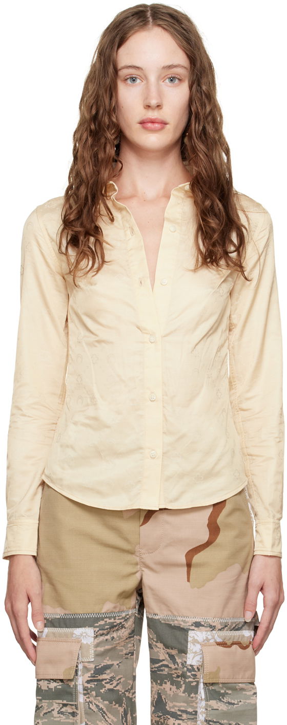 Риза Marine Serre Marine Serre Moonogram Button-Down Shirt Жълто | T319FW22W, 0