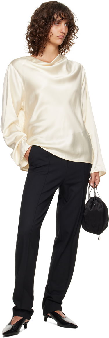 Риза Loulou de Saison Loulou de Saison Riddy Draped Satin Blouse Бяло | RIDDY, 3