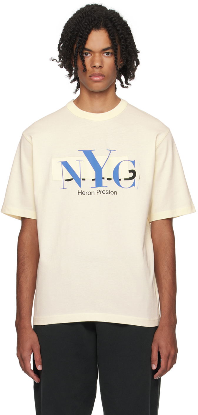 Тениска HERON PRESTON 'NYC' Censored T-Shirt Бяло | HMAA032F23JER0060446, 0