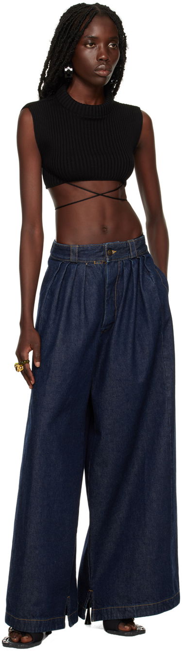 Потник Jean Paul Gaultier Tied Crop Tank Top Синьо | 22/09-F-TO048-M040, 3