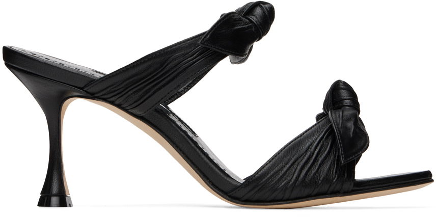 Аксесоари Manolo Blahnik Manolo Blahnik Lollo Knotted Leather Heeled Mules Черно | 224-1604, 0