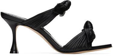 Аксесоари Manolo Blahnik Manolo Blahnik Lollo Knotted Leather Heeled Mules Черно | 224-1604, 0