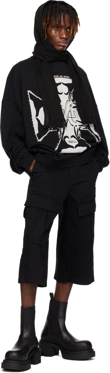 Суитчър We11done We11done Heart-Cross Long-Sleeved Muffler Hoodie Черно | WD-TH0-25-845-U-BK, 3
